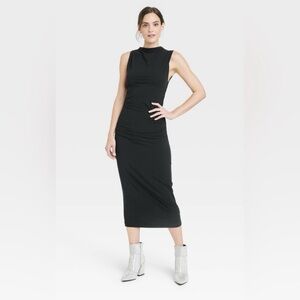 a new day Black Sleeveless Midi Dress with Mock Neck